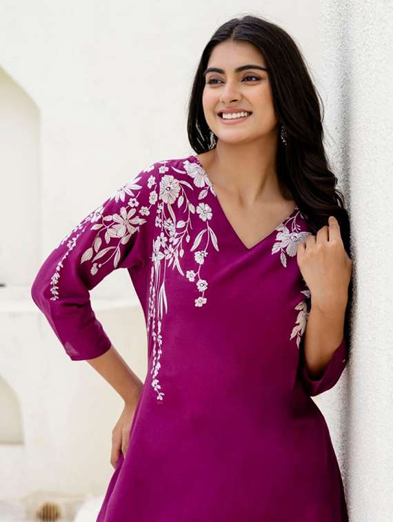 women three quarter sleeve ethnic co-ord set - 22082471 - Standard Image - 3