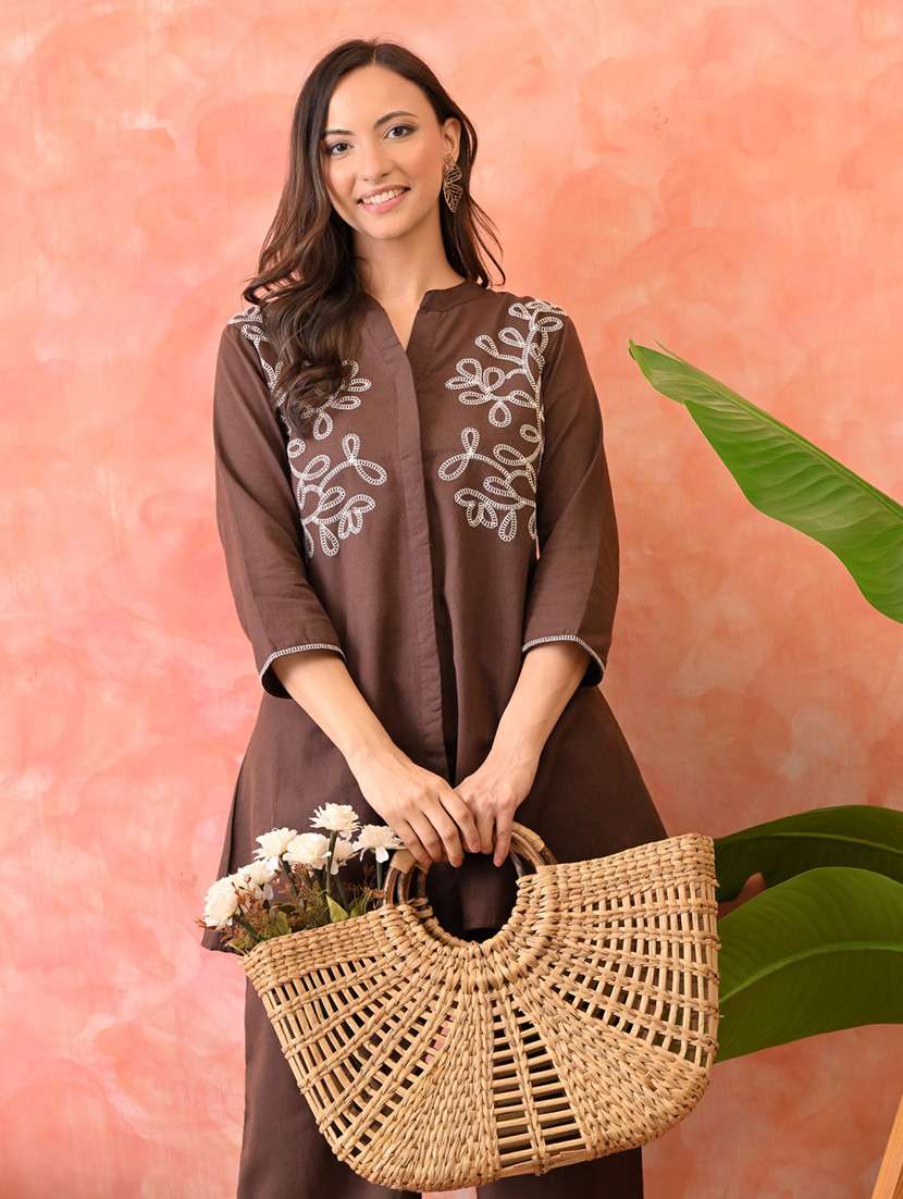 women three quarter sleeve ethnic co-ord set - 22082475 - Standard Image - 3