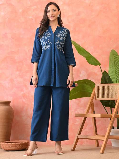 women three quarter sleeve ethnic co-ord set - 22082476 -  Standard Image - 0
