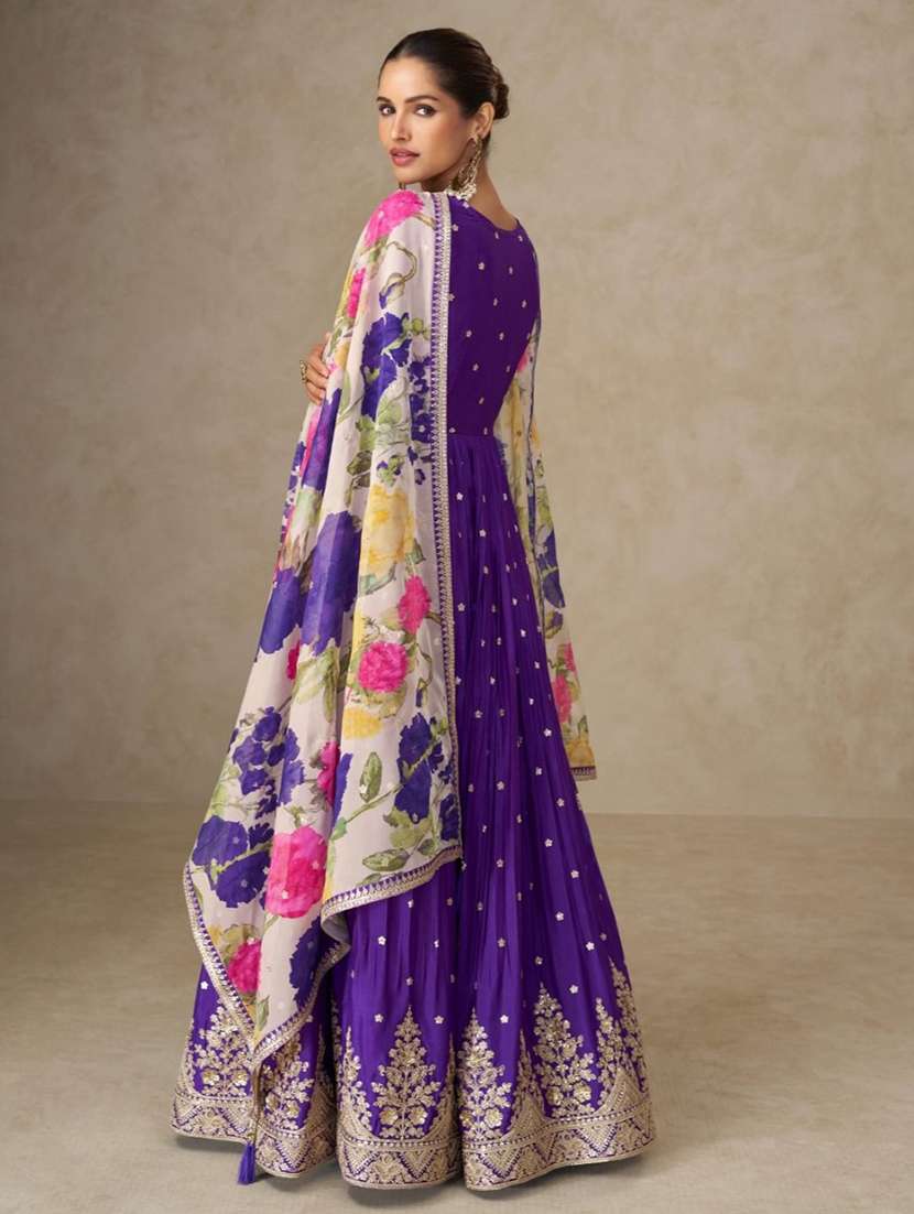 women embroidered long sleeve anarkali kurta dupatta set - 22082479 - Standard Image - 3