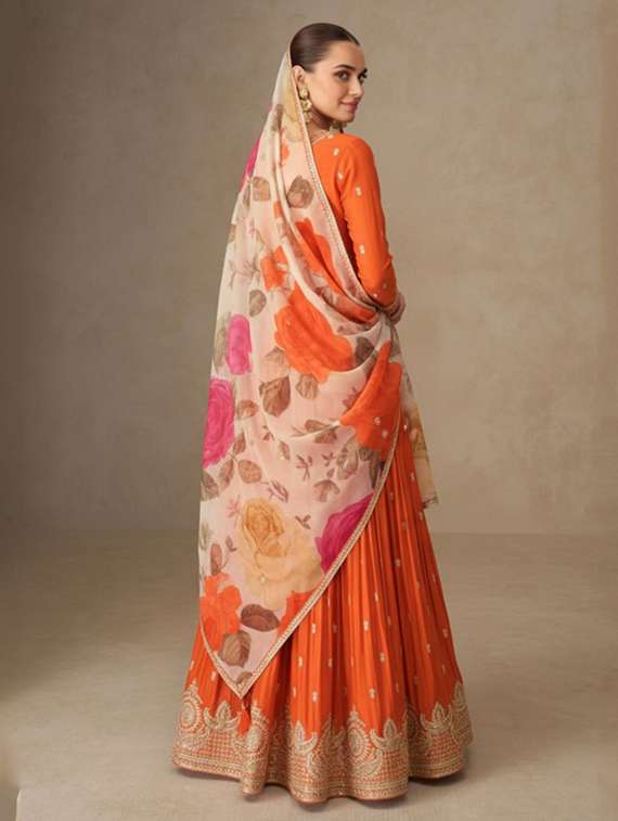 women embroidered long sleeve anarkali kurta dupatta set - 22082481 - Standard Image - 3