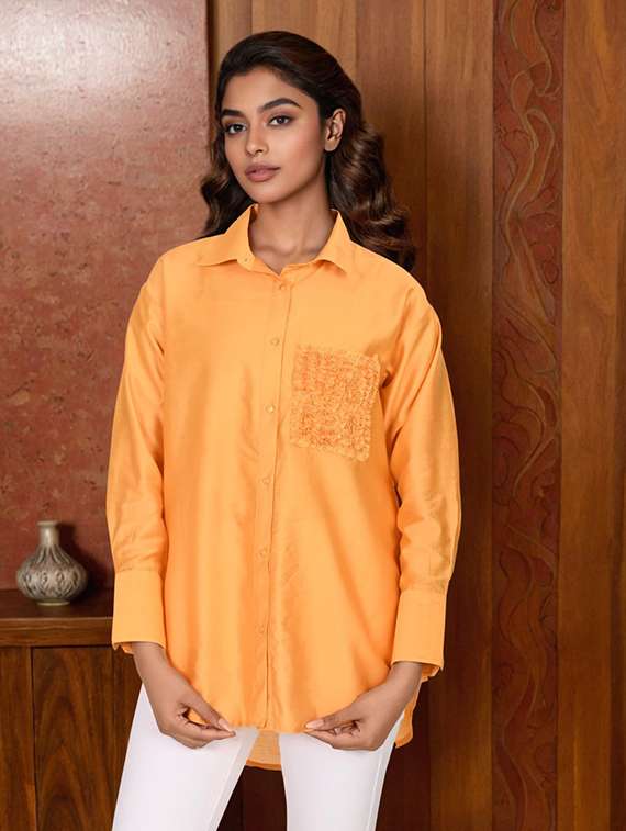 women solid collared long sleeve oversized shirt - 22082490 - Zoom Image - 0