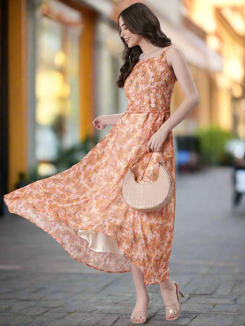 women floral print shoulder strap fit & flare dress - 22082552 - Standard Image - 3