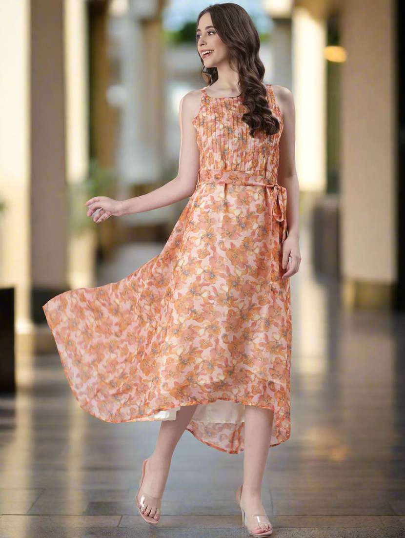 women floral print shoulder strap fit & flare dress - 22082552 - Standard Image - 5