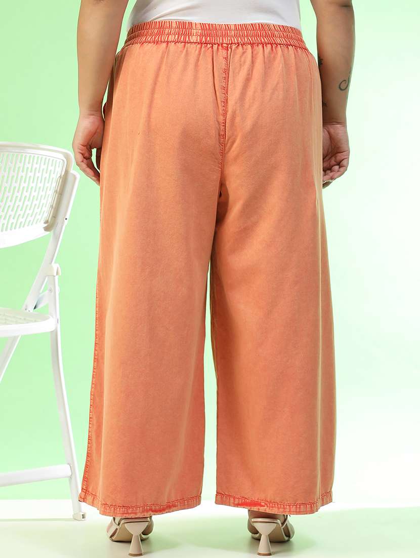 women plus size solid mid rise wide leg trouser - 22082557 -  Standard Image - 3