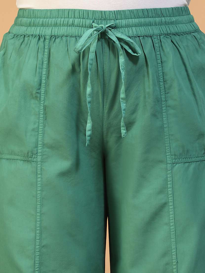 women solid mid rise wide leg trouser - 22082558 - Standard Image - 5