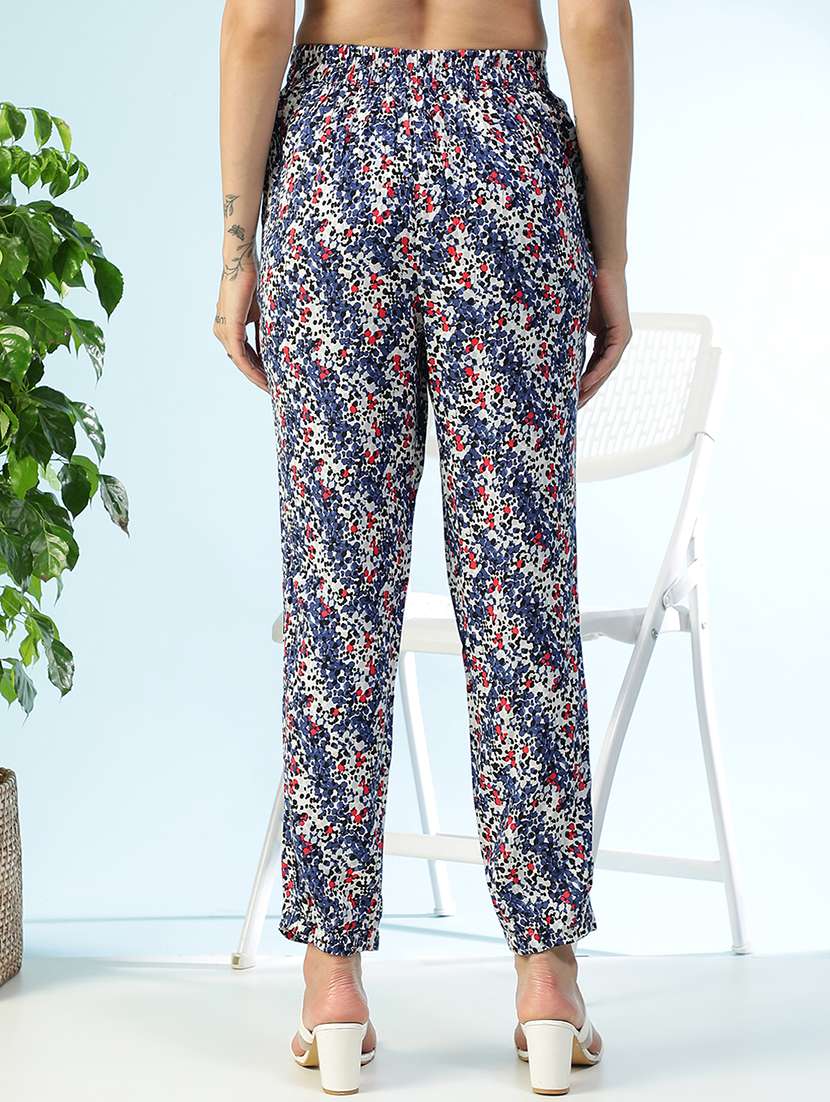 women printed high rise straight trouser - 22082563 -  Standard Image - 3