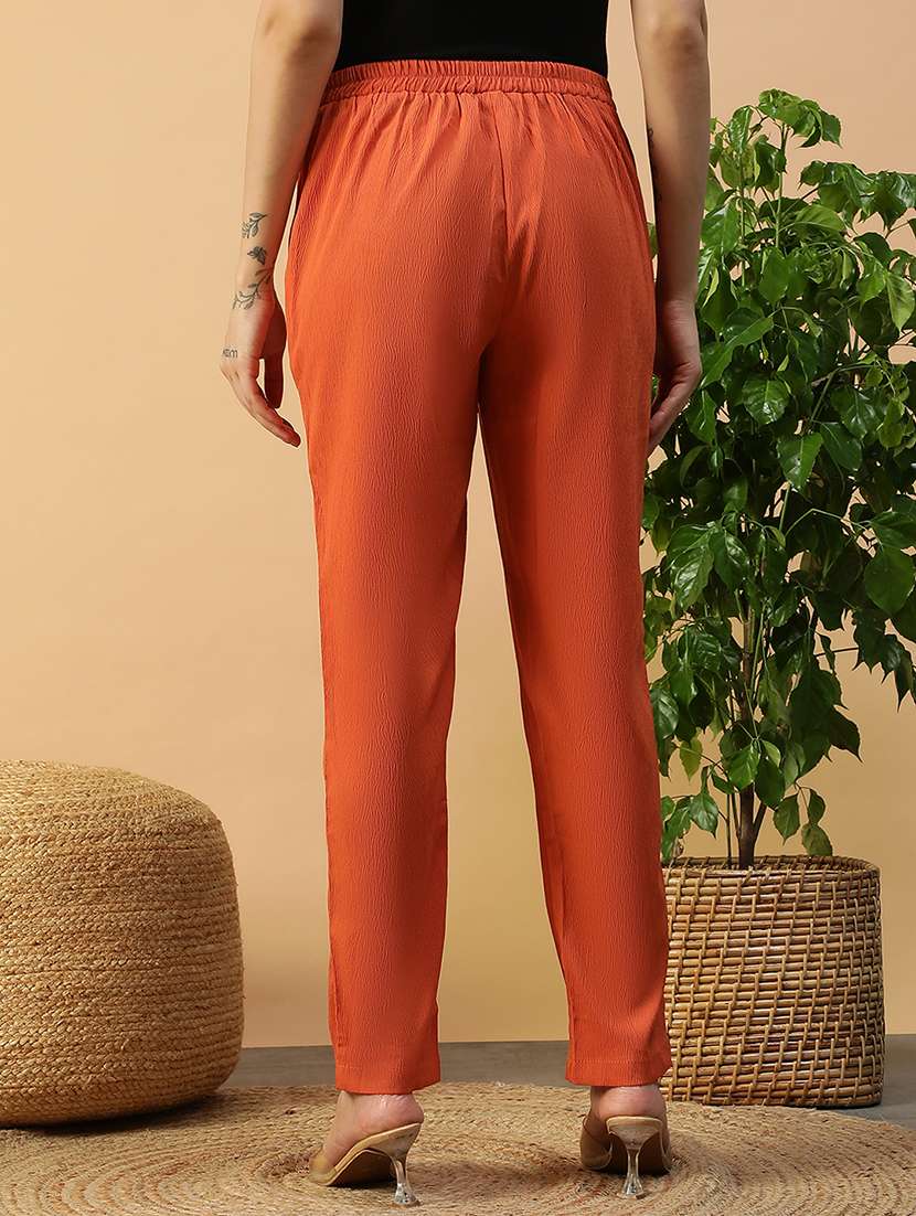 women solid mid rise straight trouser - 22082565 -  Standard Image - 3