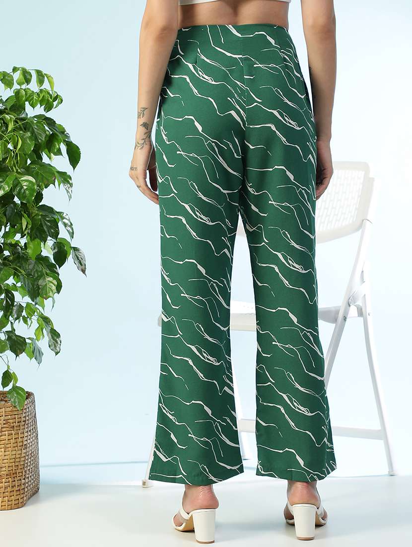 women printed high rise bootcut trouser - 22082566 -  Standard Image - 3