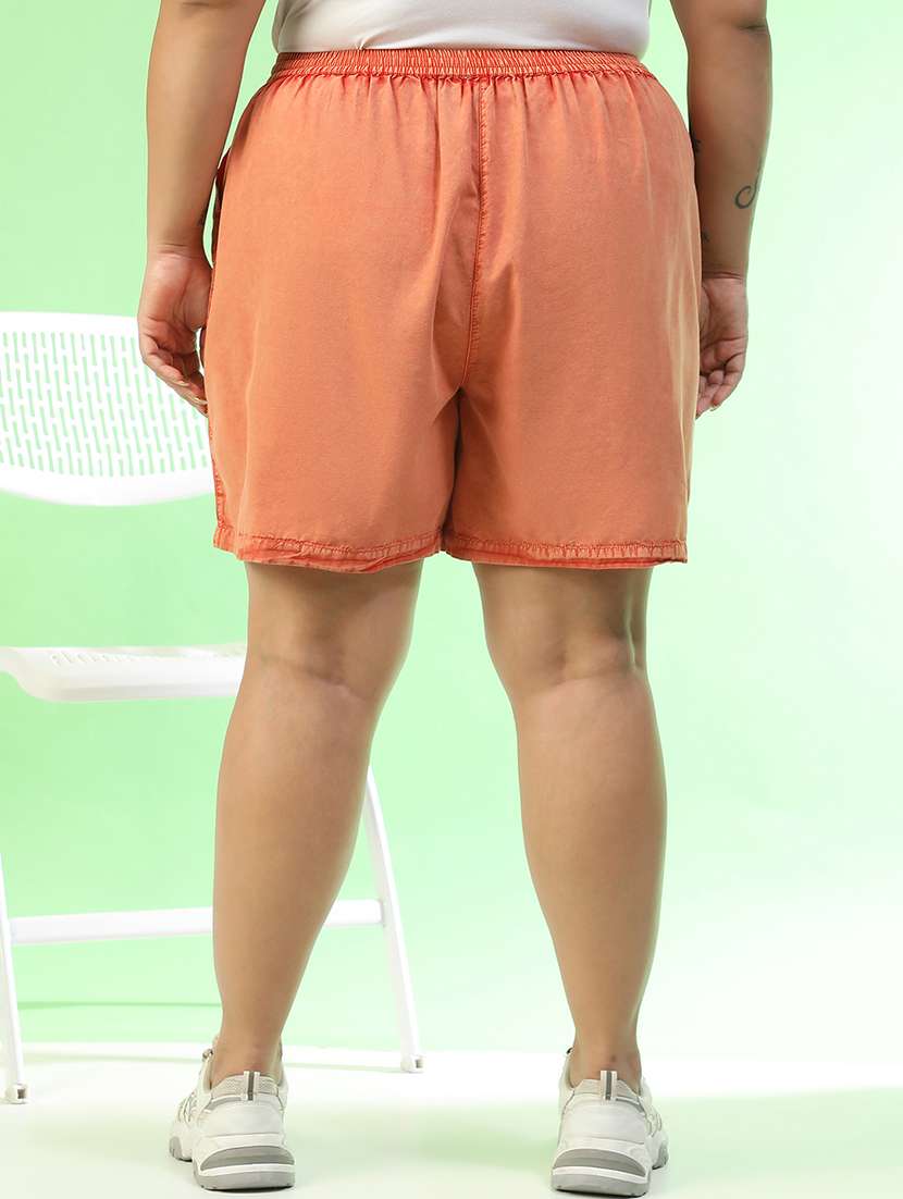 women plus size solid mid rise shorts - 22082567 - Standard Image - 3