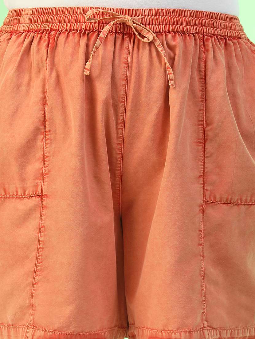 women plus size solid mid rise shorts - 22082567 - Standard Image - 5