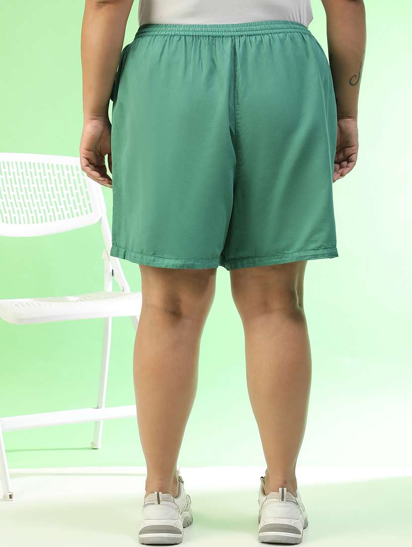 women plus size solid mid rise shorts - 22082568 - Standard Image - 3