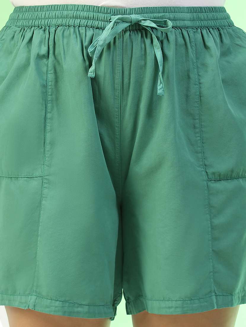 women plus size solid mid rise shorts - 22082568 - Standard Image - 5