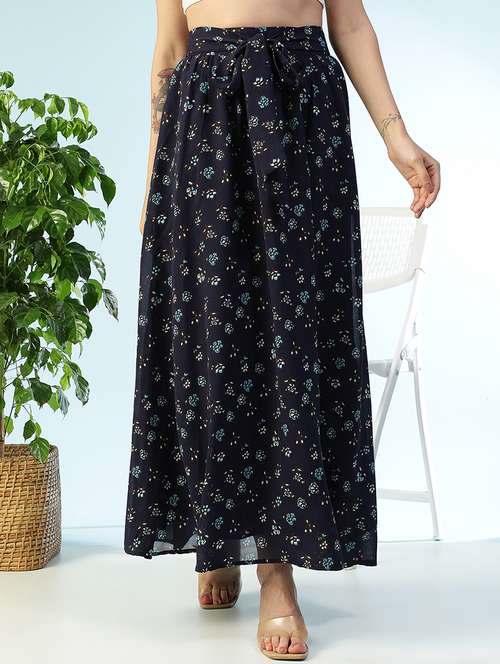 women printed high rise flared maxi skirt - 22082576 -  Standard Image - 0