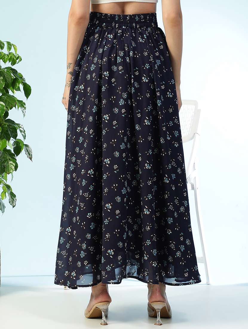women printed high rise flared maxi skirt - 22082576 -  Standard Image - 3
