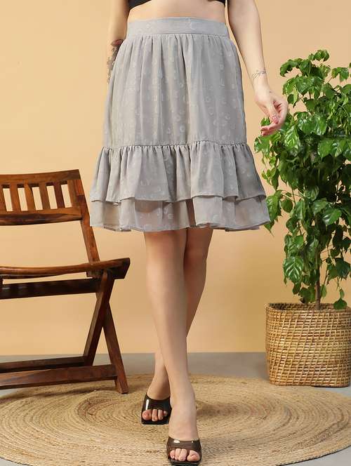 women self designed high rise tiered skirt - 22082577 - Standard Image - 0