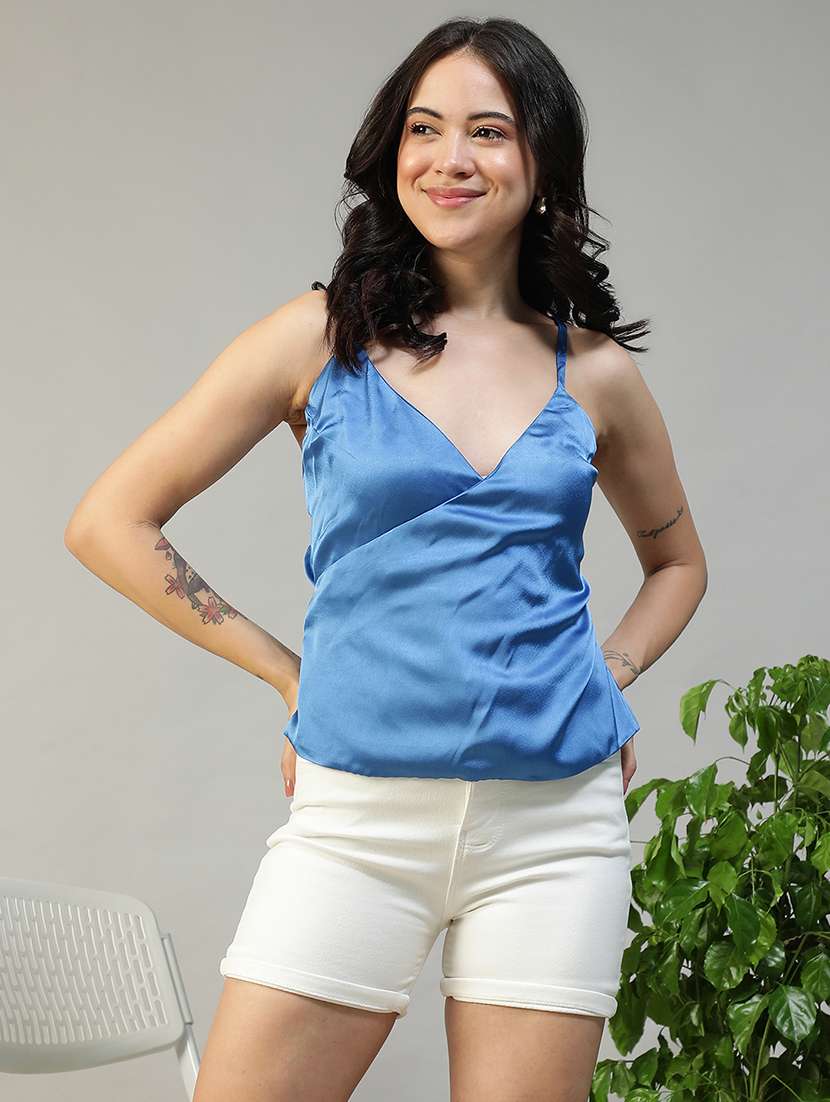 women solid shoulder strap regular fit top - 22082597 -  Zoom Image - 0