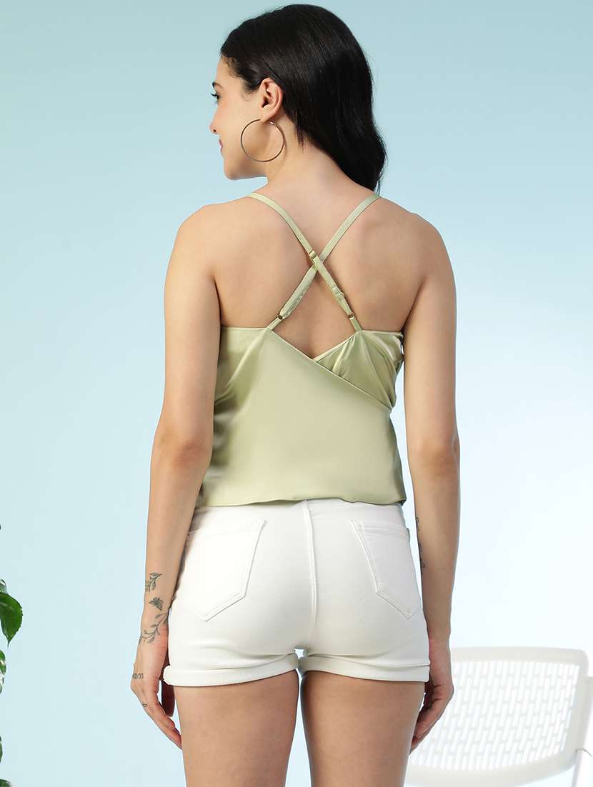 women solid shoulder strap regular fit top - 22082598 -  Standard Image - 3