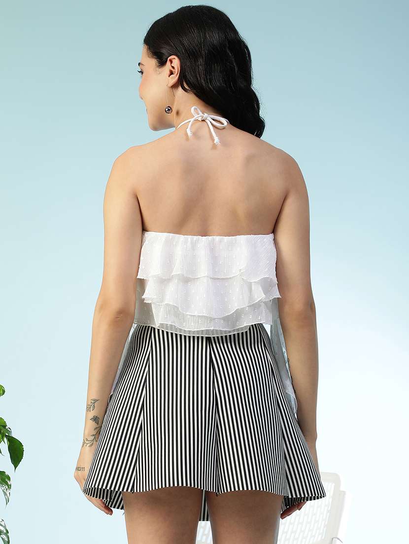 women solid halter neck crop ruffle top - 22082611 - Standard Image - 3