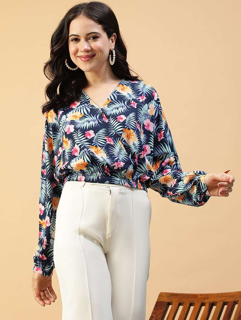 women printed puff sleeve blouson top - 22082628 -  Zoom Image - 0