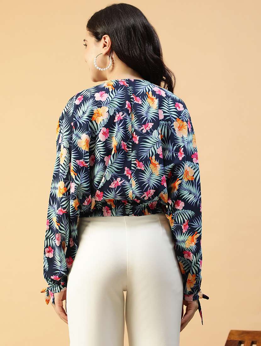 women printed puff sleeve blouson top - 22082628 -  Standard Image - 3