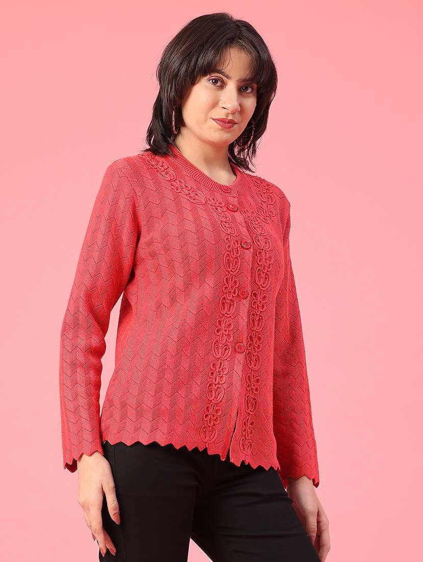 women self design long sleeve cardigan - 22082751 -  Standard Image - 3