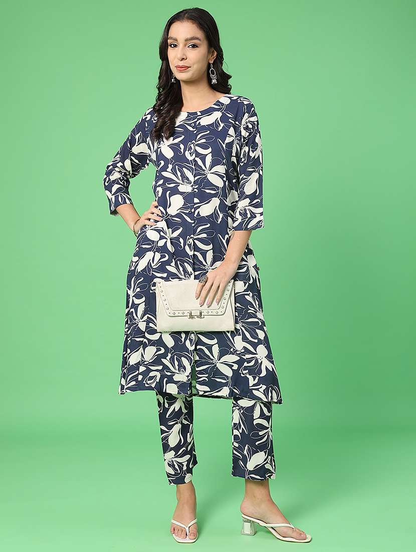 women printed three quarter sleeve co-ord set
