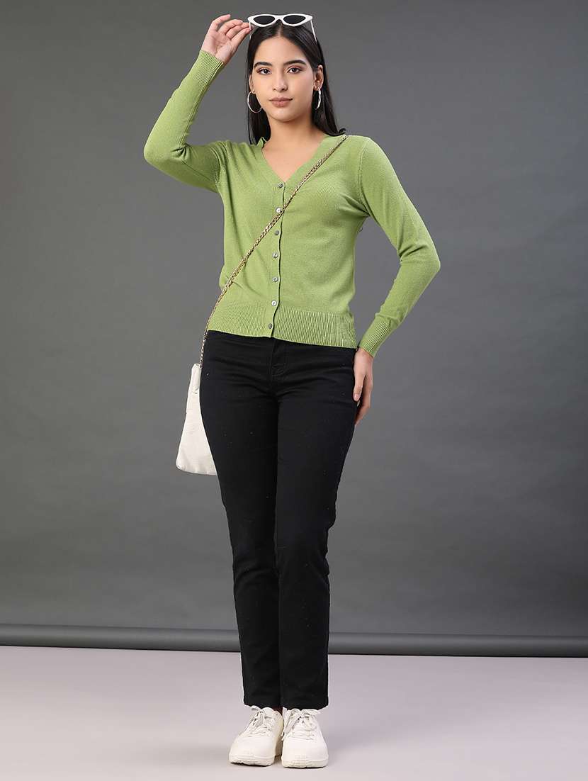 women solid long sleeve cardigan - 22082883 -  Standard Image - 5