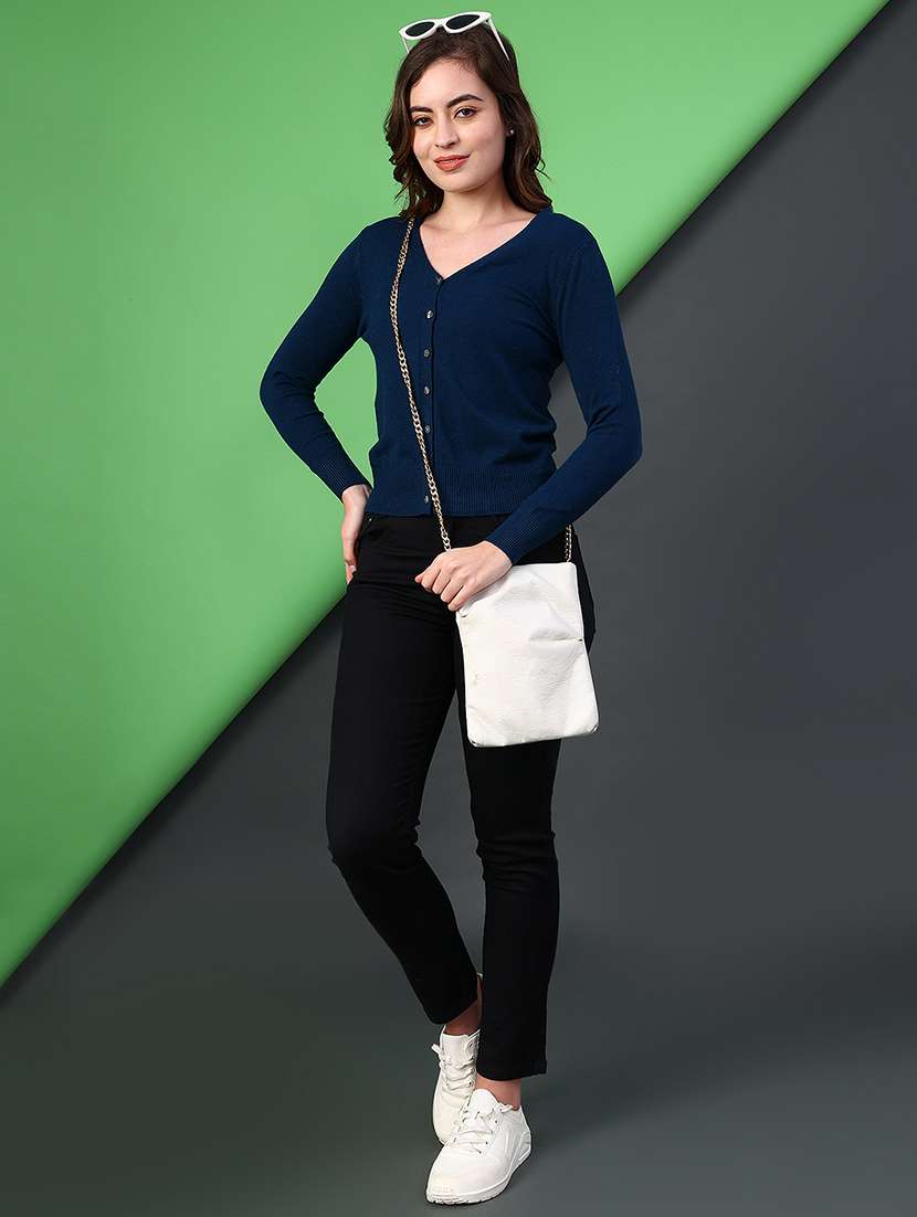 women solid long sleeve cardigan - 22082884 -  Standard Image - 5