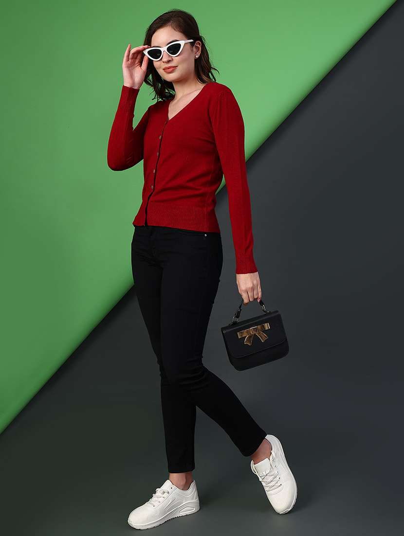 women solid long sleeve cardigan - 22082932 -  Standard Image - 5