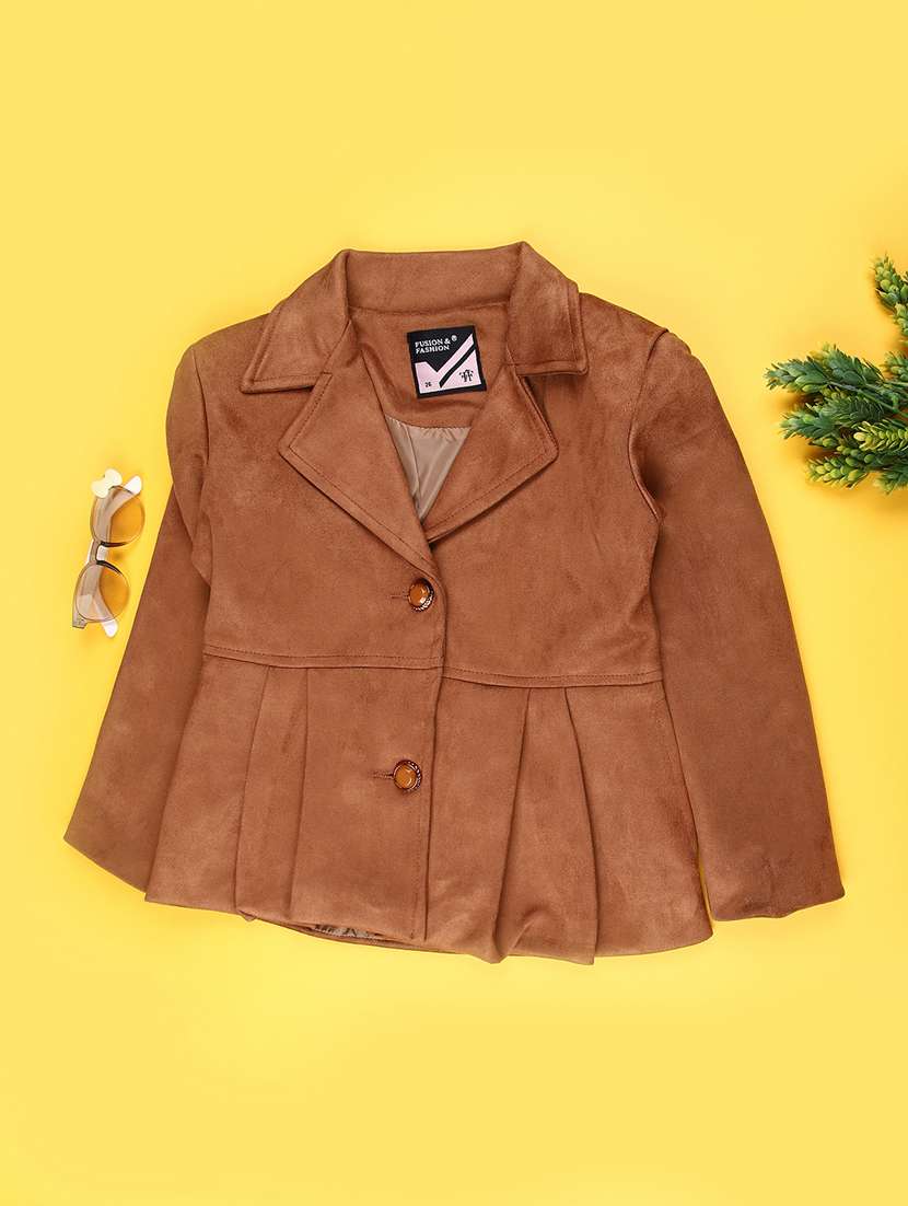 girls solid long sleeve regular blazer