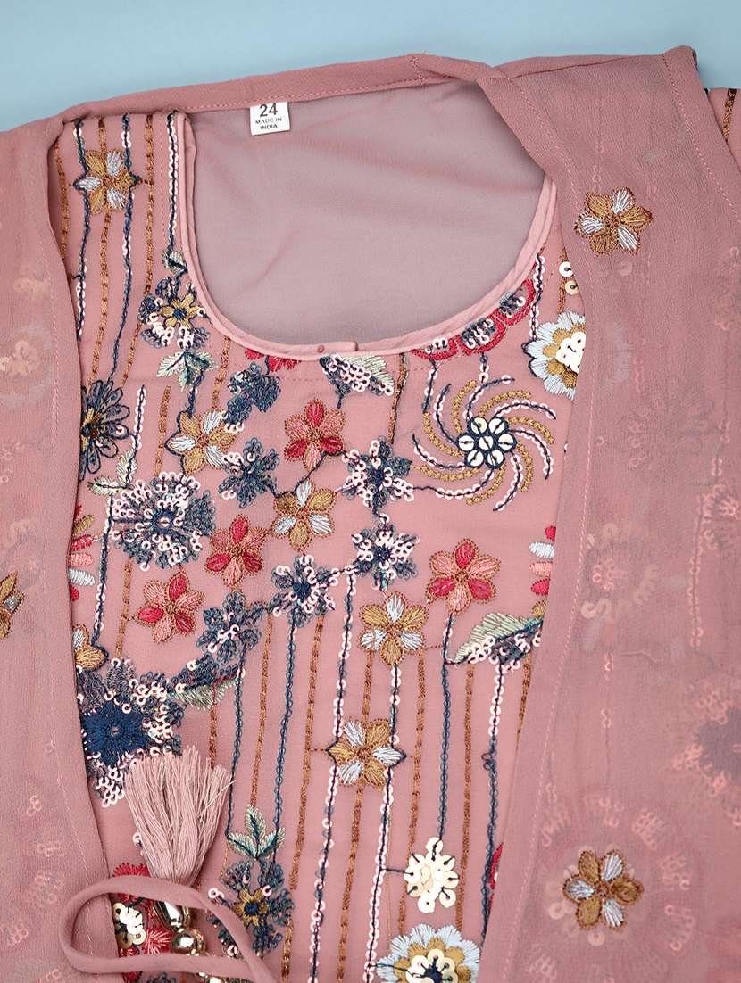 girls solid with work sleeveless kurta sharara set  - 22082956 -  Standard Image - 5