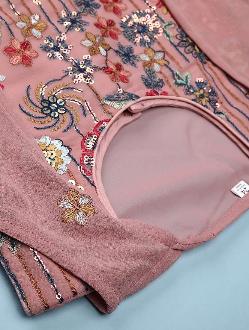 girls solid with work sleeveless kurta sharara set  - 22082956 -  Standard Image - 5