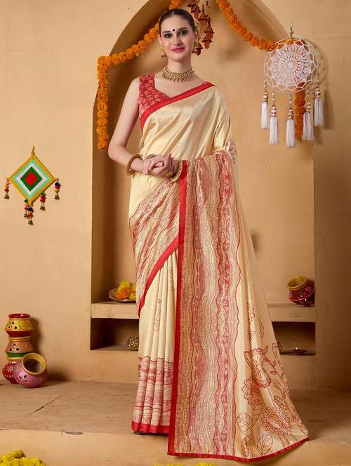 women printed casual wear saree with blouse - 22082992 -  Standard Image - 0