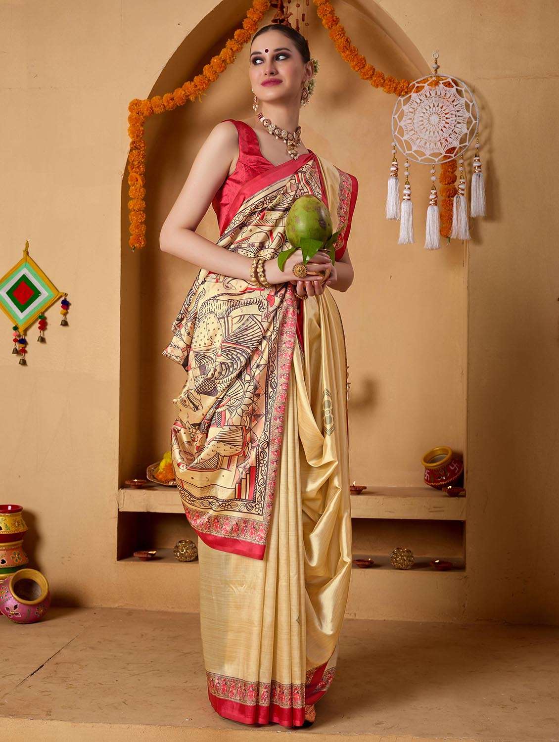 women printed casual wear saree with blouse - 22082994 - Zoom Image - 0