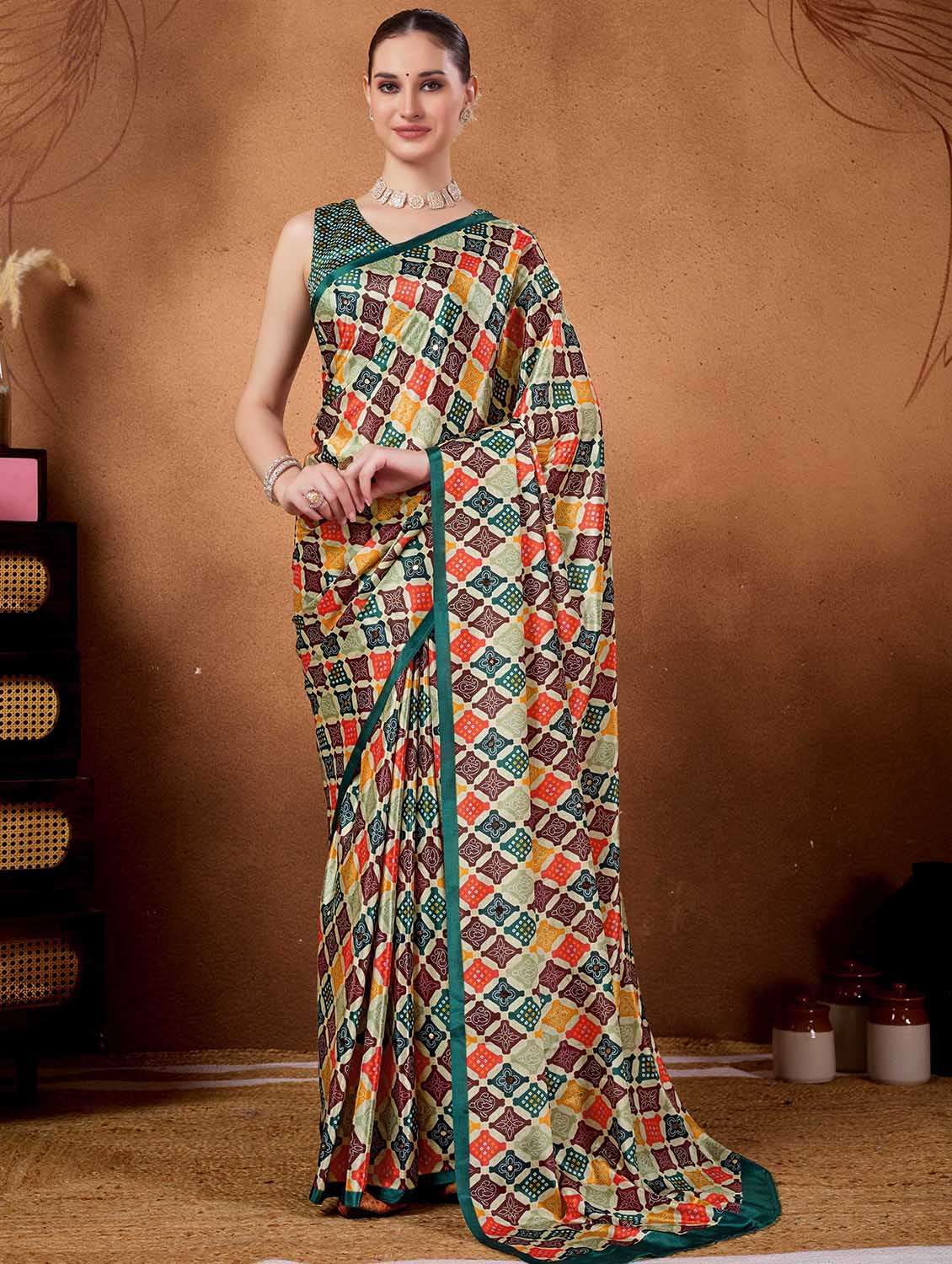 women printed casual wear saree with blouse - 22083000 -  Zoom Image - 0