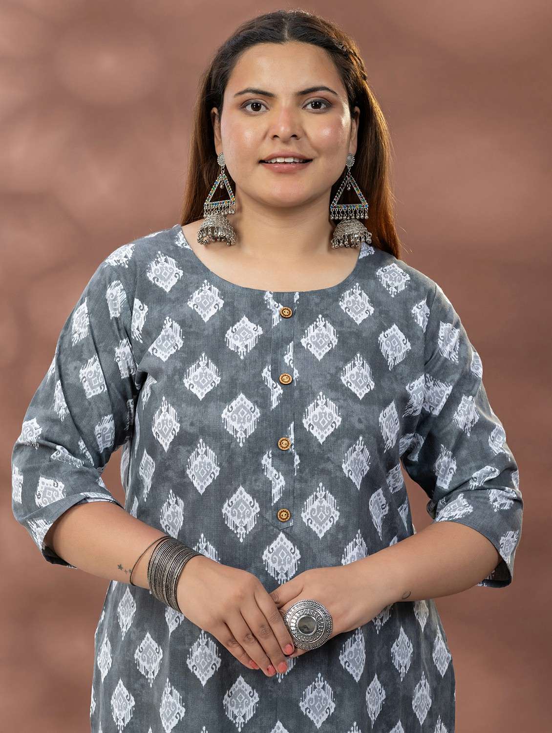 women printed three quarter sleeve kurta pant with dupatta set - 22083099 -  Standard Image - 5