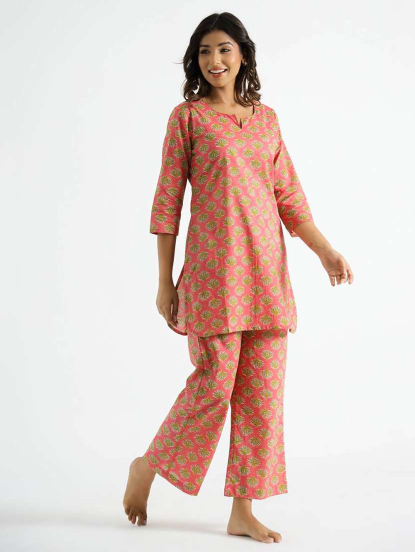 women three quarter sleeve regular fit ethnic co-ord set