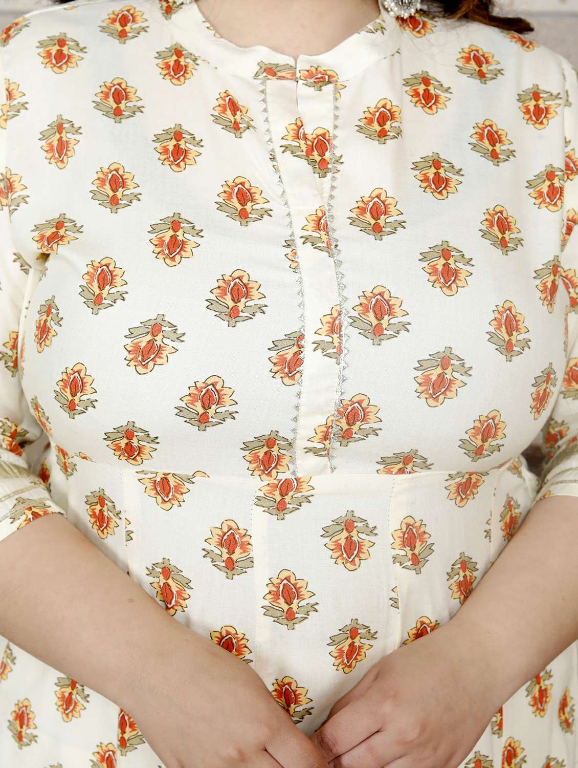 women plus size printed mandarin neck a-line dress - 22083124 -  Standard Image - 3