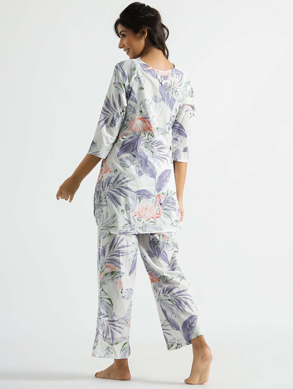 women three quarter sleeve regular fit ethnic co-ord set - 22083132 -  Standard Image - 3