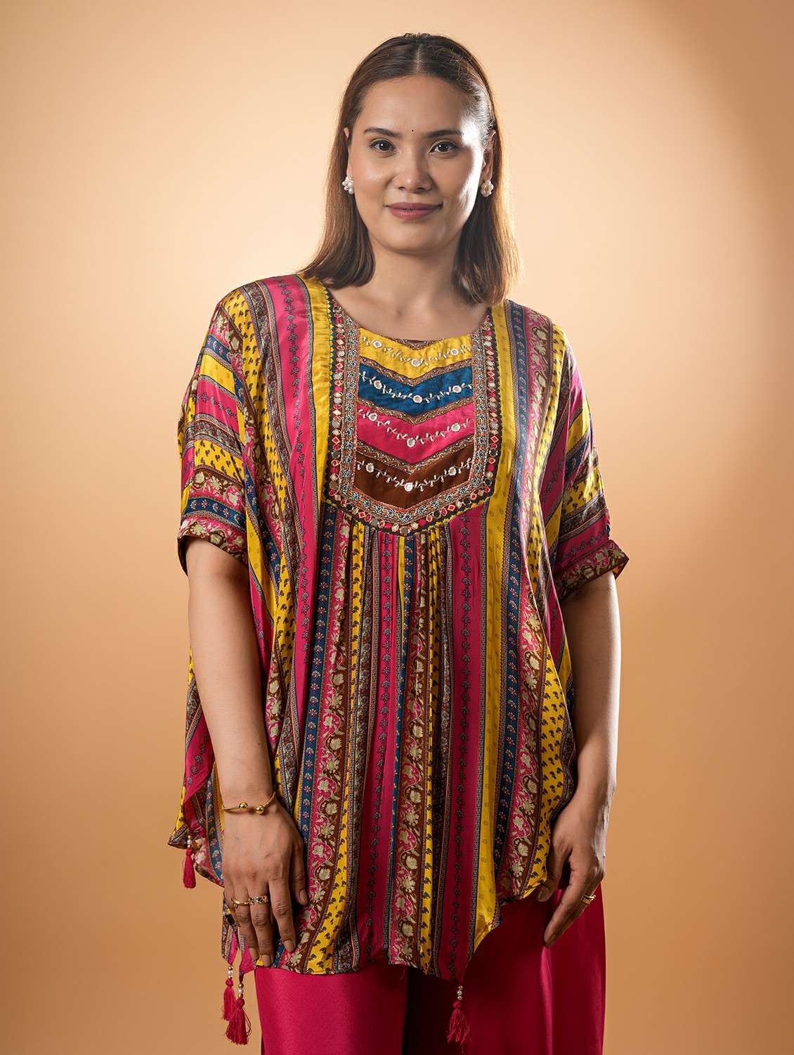 women printed kimono sleeve ethnic co-ord set - 22083143 -  Standard Image - 5