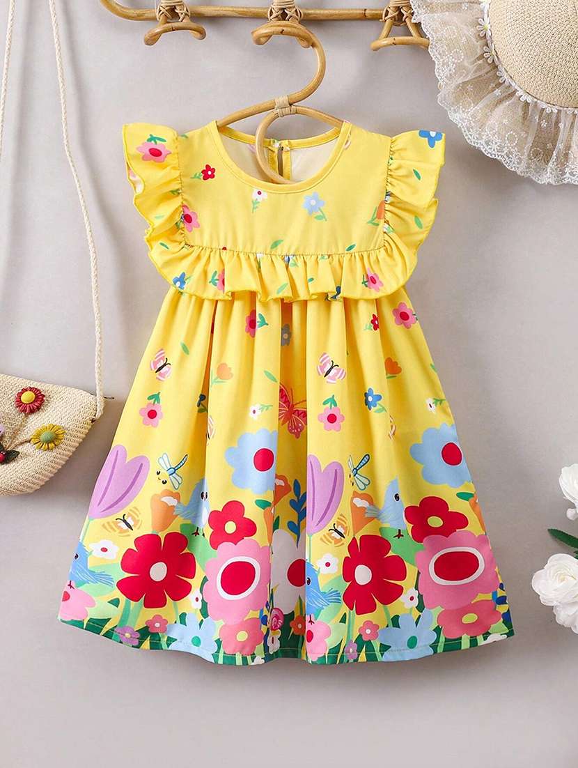 girls floral print sleeveless flared dress - 22083163 -  Zoom Image - 0