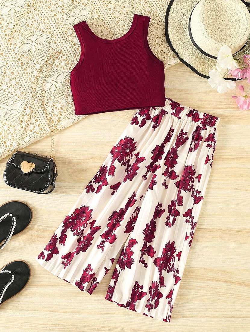 girls floral print top and skirt co-ord set - 22083165 -  Zoom Image - 0