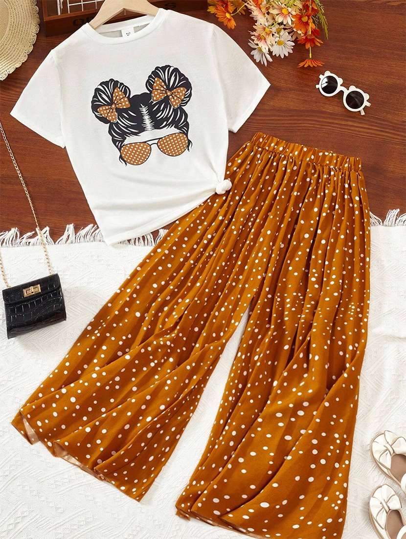 girls printed top and palazzoco-ord set - 22083166 - Zoom Image - 0
