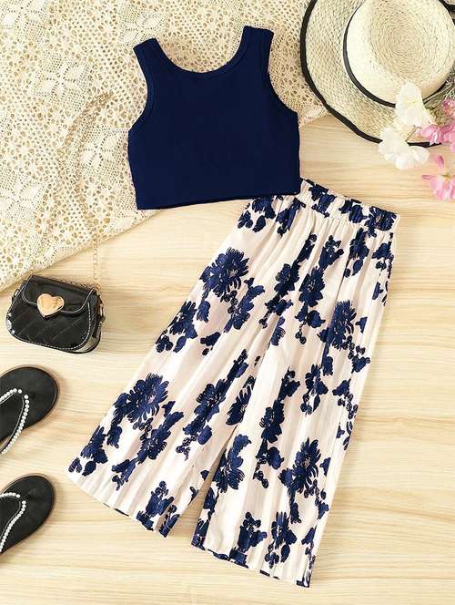 girls floral print top and skirt set co-ord set - 22083168 -  Standard Image - 0