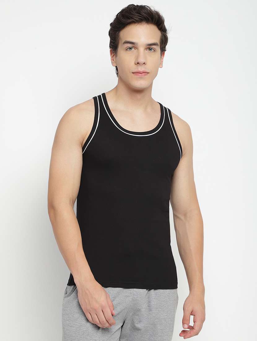 black 100% cotton vest - 22083207 -  Zoom Image - 0