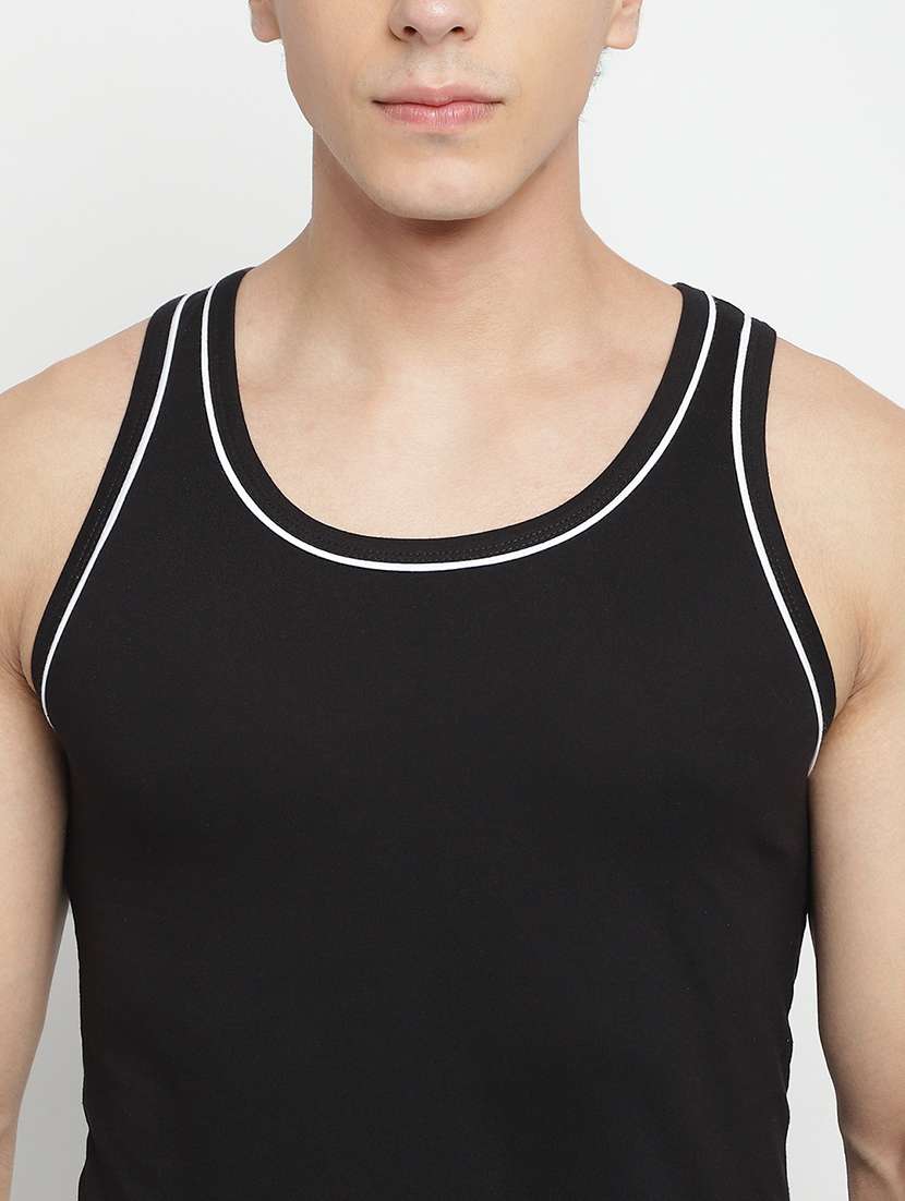 black 100% cotton vest - 22083207 -  Standard Image - 5