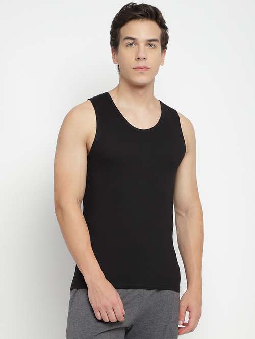 black 100% cotton vest - 22083210 -  Standard Image - 0