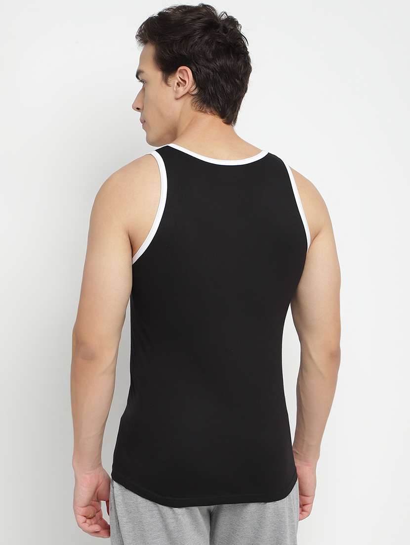 black 100% cotton vest - 22083213 -  Standard Image - 3