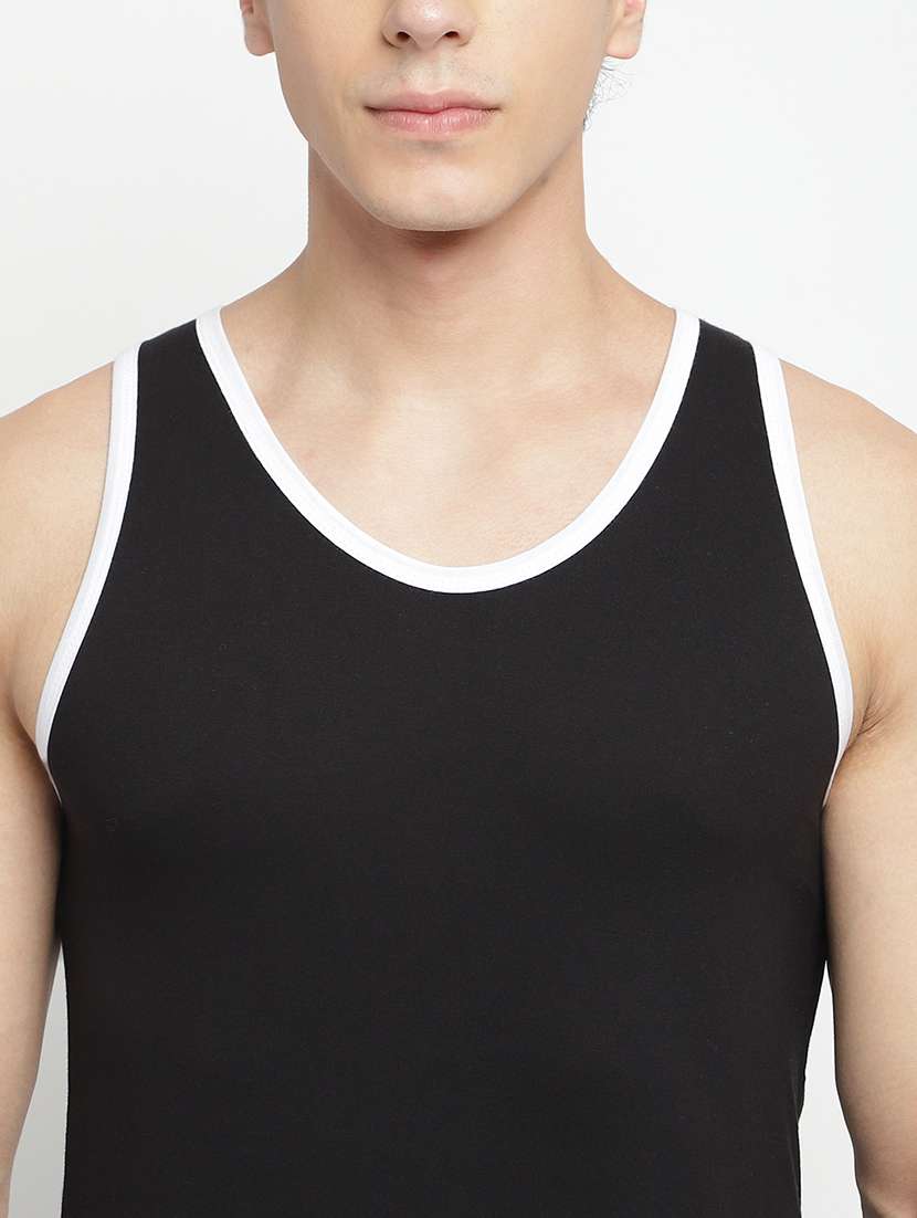 black 100% cotton vest - 22083213 -  Standard Image - 5